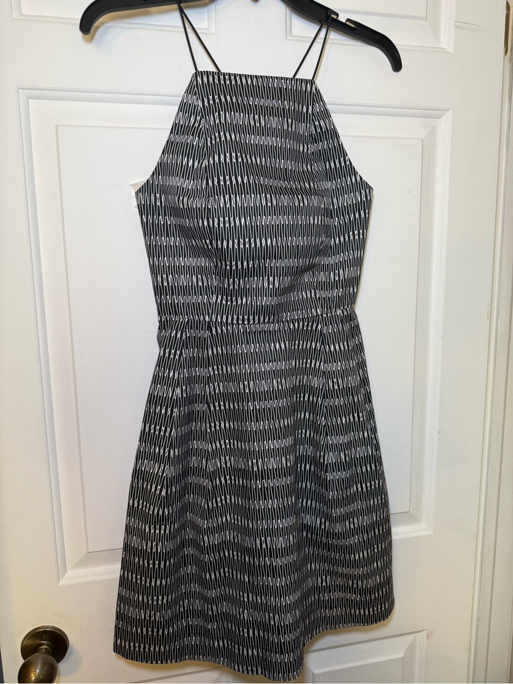 Kate Spade Saturday Black White A Abstract Sleeveless Dress Sz 00 Fit To Flare